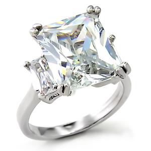 6CT CZ 3-STONE RING RHODIUM PLATED-size 10
